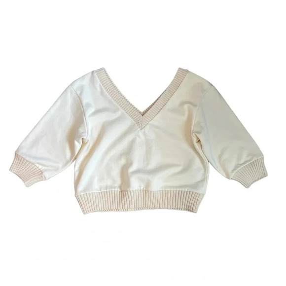 NEW 3.1 Phillip Lim Terry Crop Sweater sweatshirt knit Ivory luxury S - Picture 4 of 9
